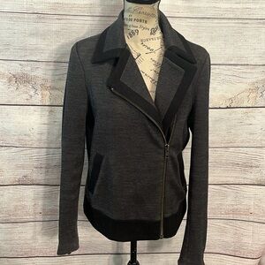 J. Crew Motorcycle Jacket Wool Blend Stretch Gray Size 6 Pockets